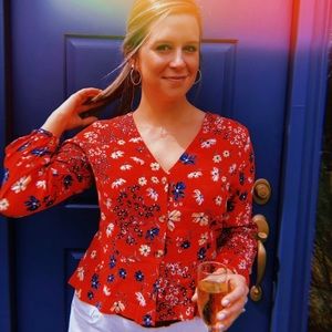 Peplum floral pattern shirt - SIZE M